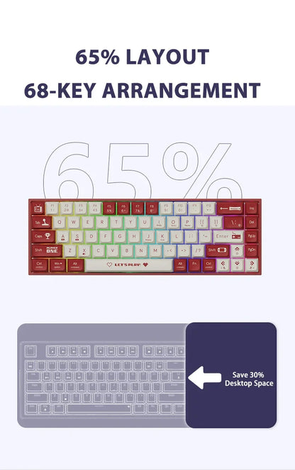 AJAZZ AK680 Mechanical Keyboard - 68-Key Wireless/Wired, Hot-Swappable, Bluetooth, Custom Gasket for PC & Laptop Gamers