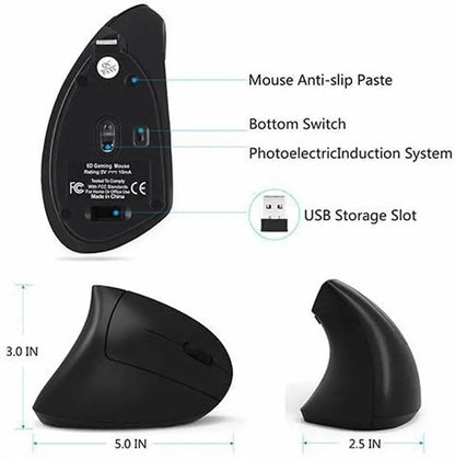 Vertical Ergonomic Gaming Mouse Wireless Rechargeable Gamer Mause Kit Optical 2.4G Mouse Computer PC Laptop Desktop USB Mice