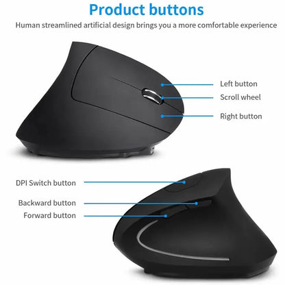 Vertical Ergonomic Gaming Mouse Wireless Rechargeable Gamer Mause Kit Optical 2.4G Mouse Computer PC Laptop Desktop USB Mice