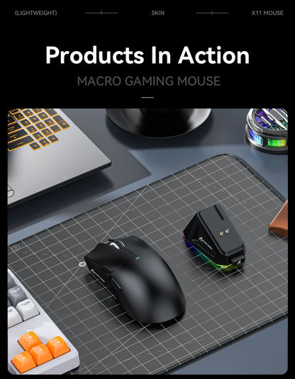 Attack Shark X11 Wireless Mouse,Tri-Mode Connection 2.4GHz/Wired/Bluetooth PAW3311 22000DPI 400IPS RGB  PC Gaming Mouse